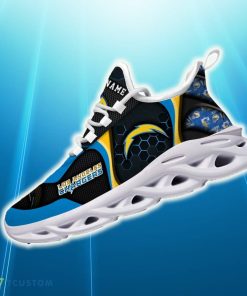 Custom Name Los Angeles Chargers White C Unique Max Soul Sneakers Best Trending For Fans Gift Running Shoes - Los Angeles Chargers White C Sneakers Personalized Your Name , Sport Sneakers, Sport Gifts_1