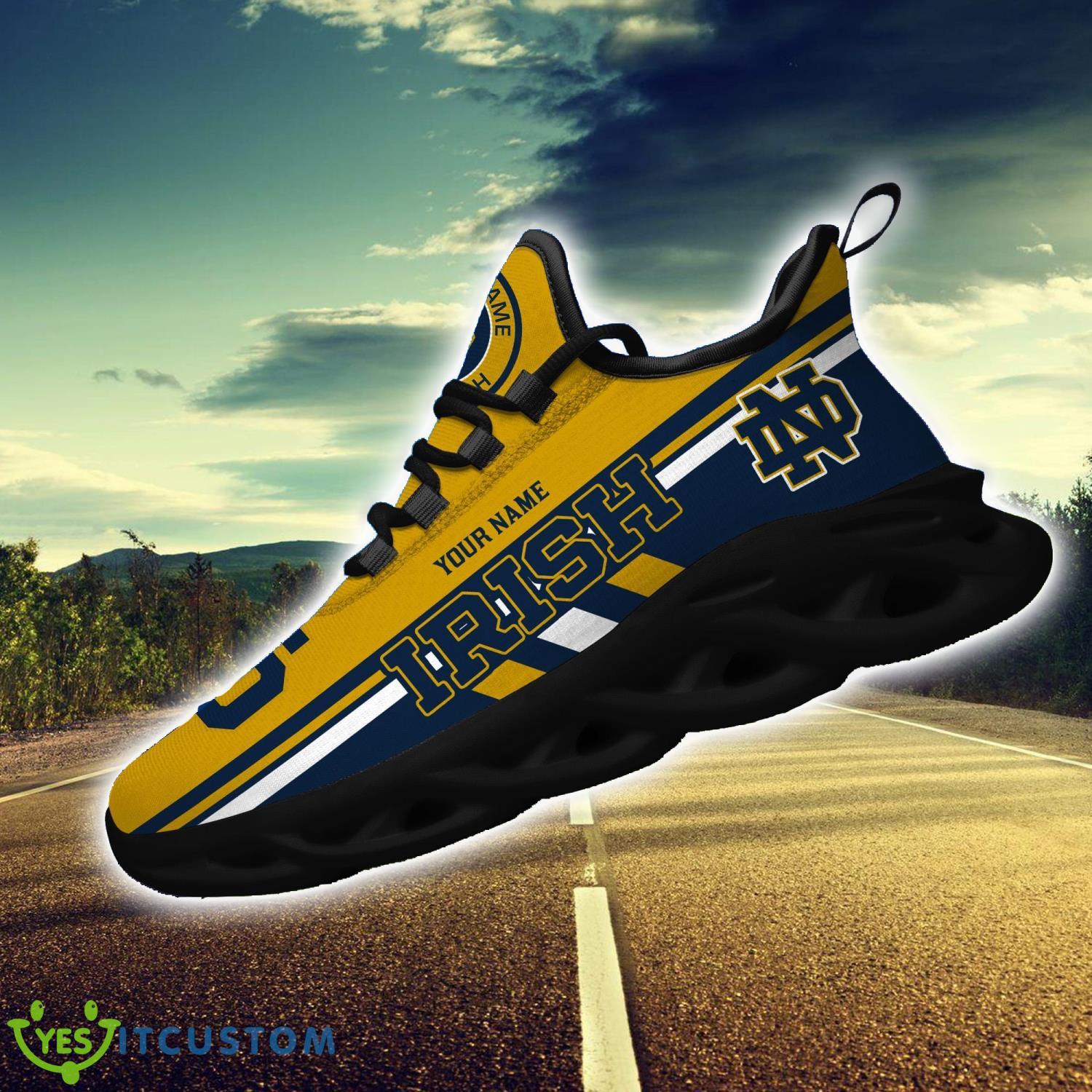 Custom Name Notre Dame Fighting Irish Personalized Max Soul Shoes Striped Style Running Shoes 12 Custom Name Notre Dame Fighting Irish Personalized Max Soul Shoes Striped Style Running Shoes Product Photo 2