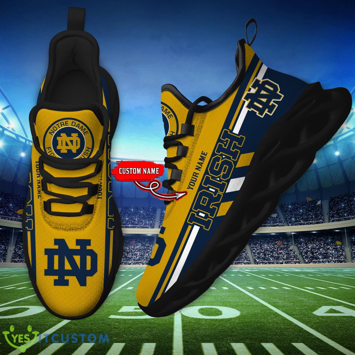 Custom Name Notre Dame Fighting Irish Personalized Max Soul Shoes Striped Style Running Shoes 4 Custom Name Notre Dame Fighting Irish Personalized Max Soul Shoes Striped Style Running Shoes Product Photo 4