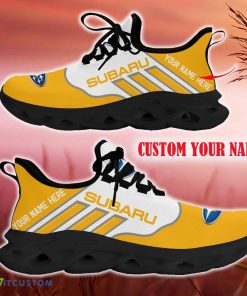 Custom Name Subaru Yellow Car Logo Max Soul Sneakers For Fans Team Running Shoes Gift Men And Women - Subaru Max Soul Shoes New Car_4