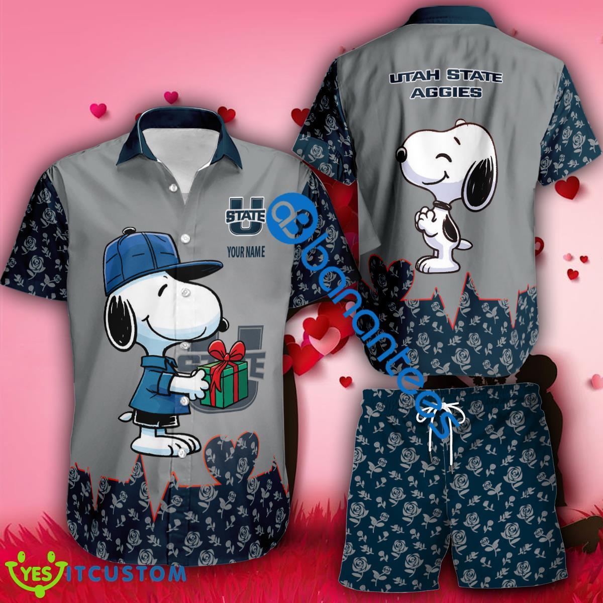Custom Name Utah State Aggies Snoopy Valentine Hawaiian Shirt And Short Set Gift For Fans 2 Custom Name Utah State Aggies Snoopy Valentine Hawaiian Shirt And Short Set Gift For Fans - Custom Name Utah State Aggies Snoopy Valentine Hawaiian Shirt And Short Set Gift For Fans