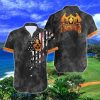 Firefighter Golden Skull And American Flag Hawaiian Shirt Special Gift Product Photo 1
