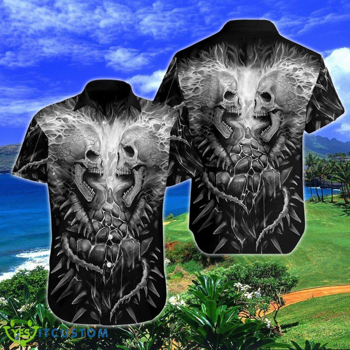 Flaming Lava Skull 3D Hawaiian Shirt Special Gift 2 Flaming Lava Skull 3D Hawaiian Shirt Special Gift Product Photo 1