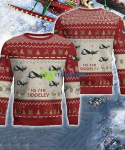 Hawker Siddeley HS 748 Aircraft Red Knitted Christmas Sweater For Veteran - Hawker Siddeley HS 748 Aircraft Ugly Christmas Sweater For Men And Women Red Photo 1