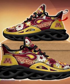 Minnesota Golden Gophers Running Sneakers Custom Name 3D Flowers Gift Fans Fans Sports Shoes - Minnesota Golden Gophers Clunky Sneakers Custom Name_2