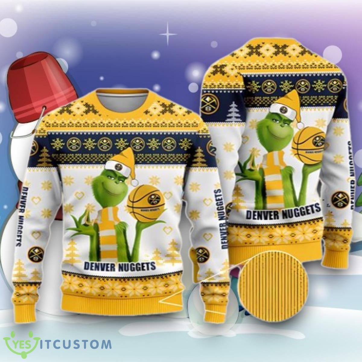 NBA Denver Nuggets Grinch Ugly Christmas Sweater Best Gift 3 NBA Denver Nuggets Grinch Ugly Christmas Sweater Best Gift Product Photo 1