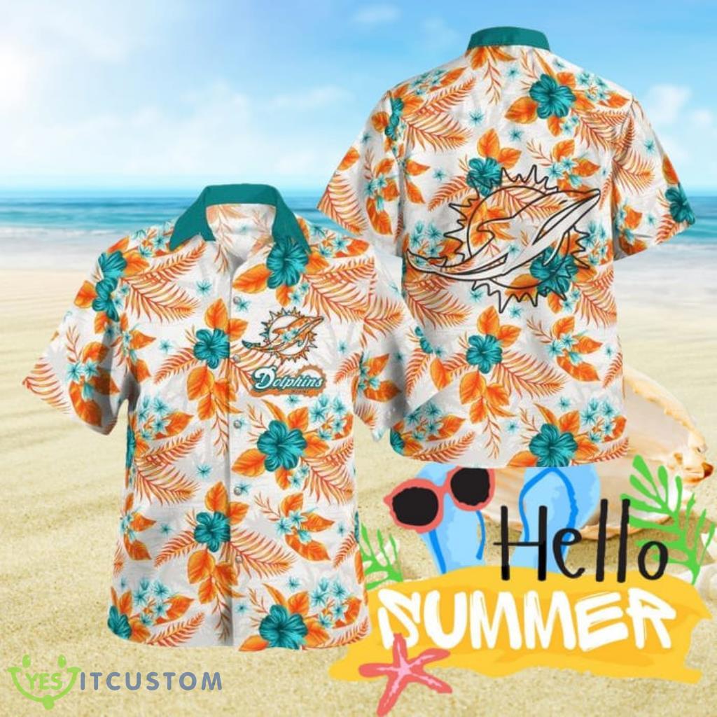 NFL Miami Dolphins Floral Tropical Hawaiian Shirt 2 NFL Miami Dolphins Floral Tropical Hawaiian Shirt Product Photo 1