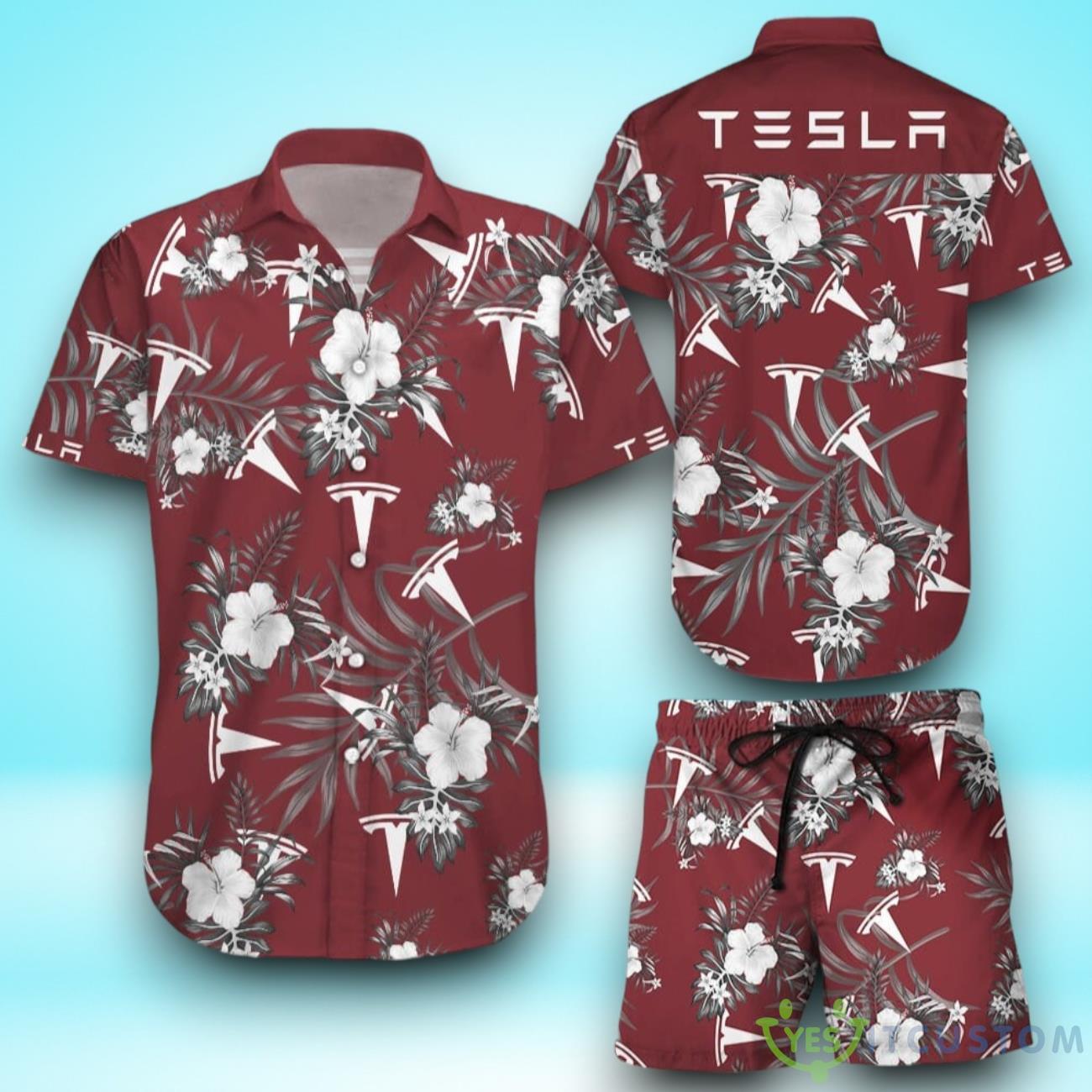 Tesla Hawaiian Shirt & Short For Men And Women 2 Tesla Hawaiian Shirt & Short For Men And Women Product Photo 1
