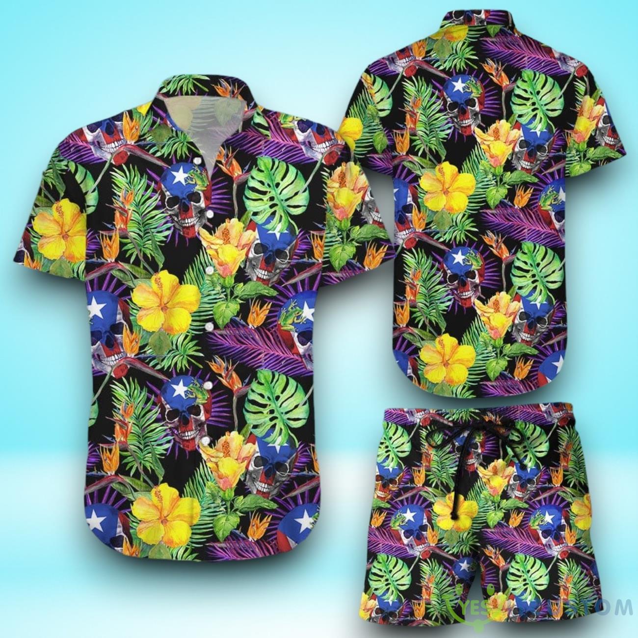 Yellow Hawaiian Shirt & Short For Men And Women 2 Yellow Hawaiian Shirt & Short For Men And Women Product Photo 1