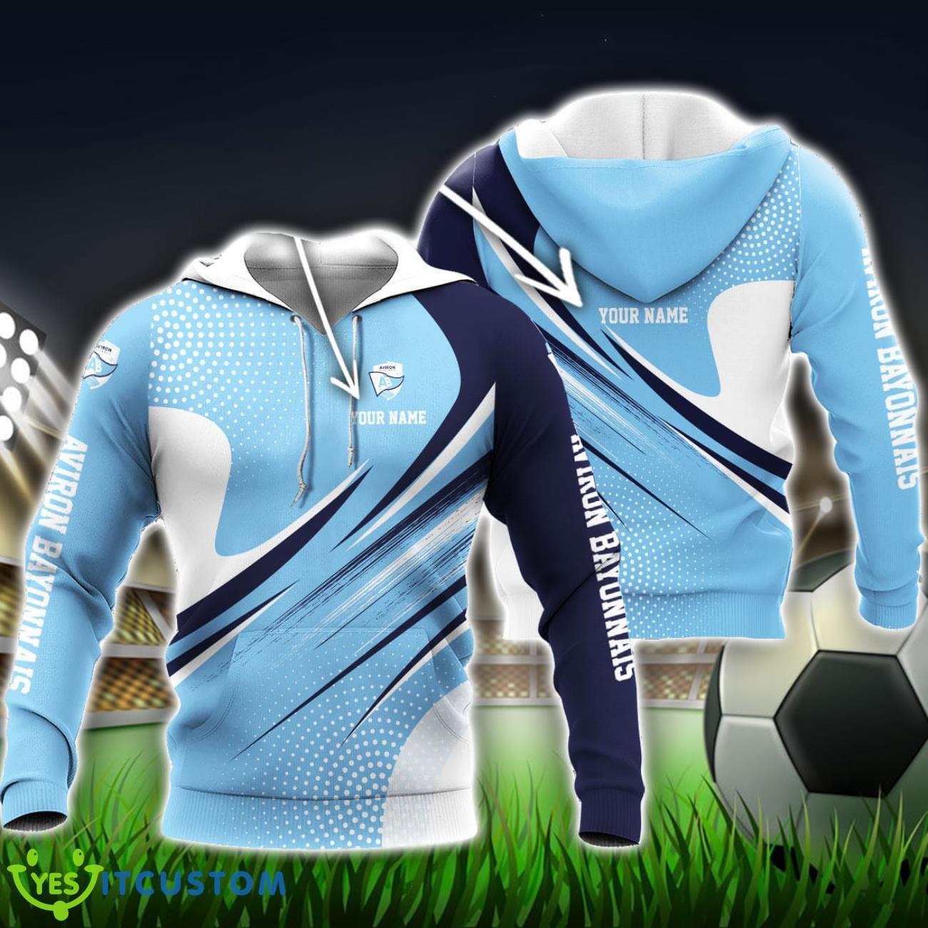 Aviron Bayonnais Custom Name 3D Hoodie Unisex Sport Team Gift 5 Aviron Bayonnais Custom Name 3D Hoodie Unisex Sport Team Gift Product Photo 2