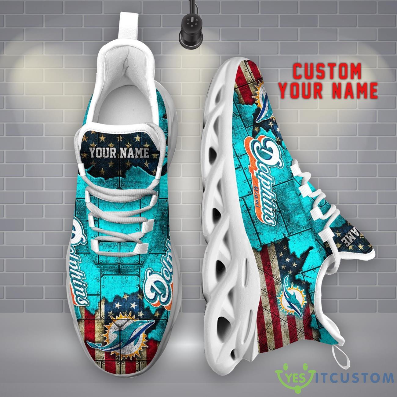 Miami Dolphins NFL Flag Pattern Clunky Shoes Max Soul Shoes Custom Name 3 Miami Dolphins NFL Flag Pattern Clunky Shoes Max Soul Shoes Custom Name Product Photo 3