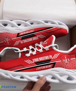 Stade Brestois 29 Logo Custom Name Pattern 3D Spors Shoes New For Fans Gift Chunky Sneakers - Stade Brestois 29 Logo Custom Name Pattern 3D Max Soul Sneaker Shoes_1