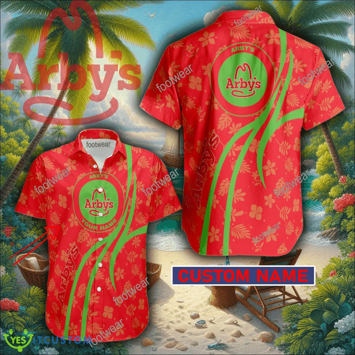 Arby's 3D Hawaiian Shirt Logo Brand Custom Name Gift Beach 2 arbys 3d hawaiian shirt logo brand custom name gift beach