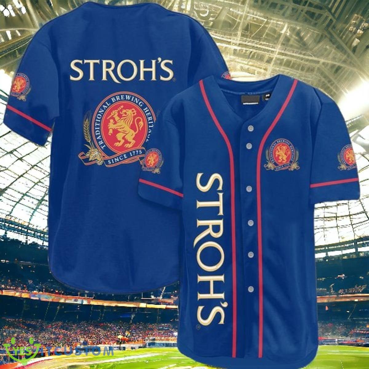Blue Stroh's Brewery Jersey Baseball Shirt Impressive Gift 3 blue strohs brewery jersey baseball shirt impressive gift