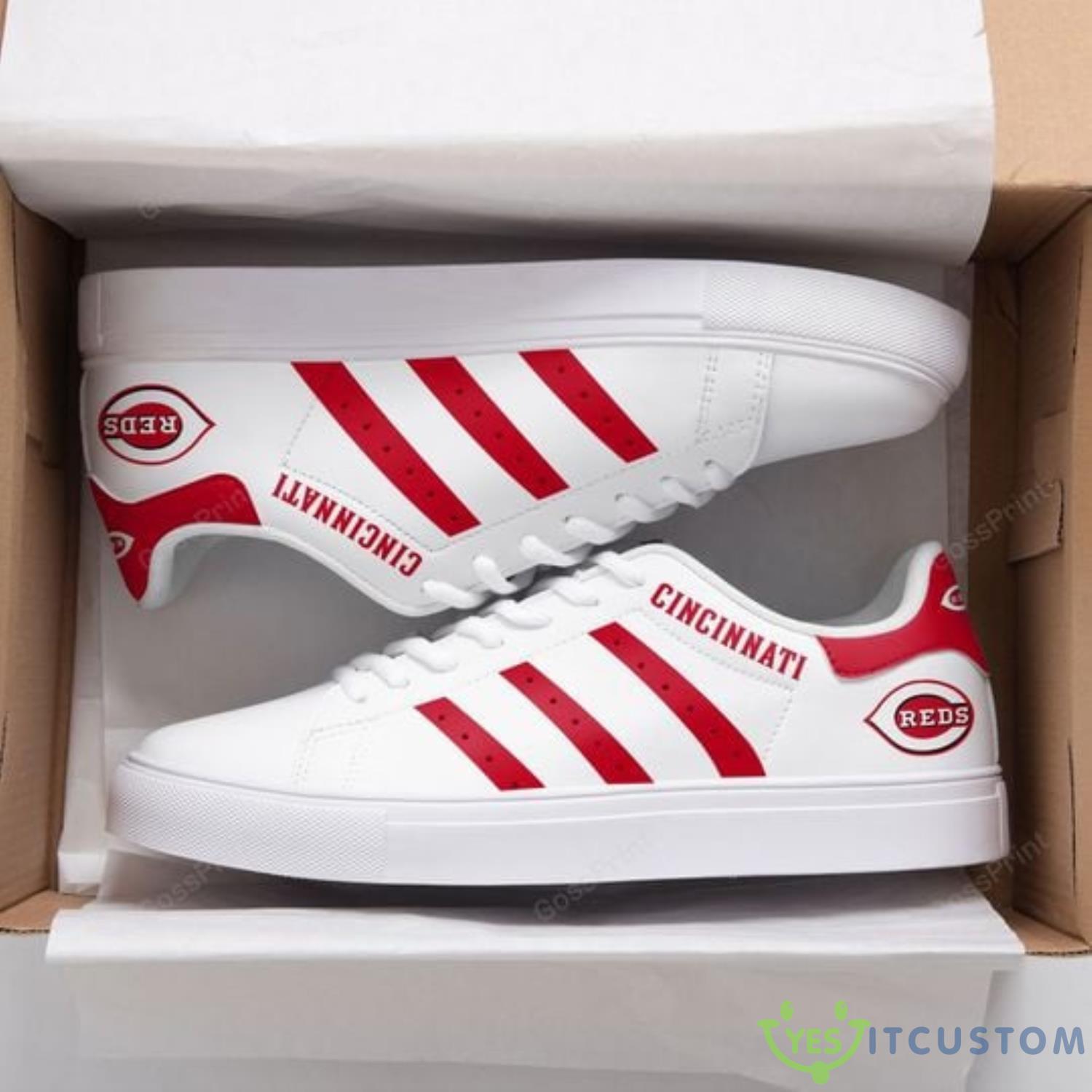 Cincinnati Reds Stan Smith Low Top Skate Shoes 3 Cincinnati Reds Stan Smith Low Top Skate Shoes Product Photo 1