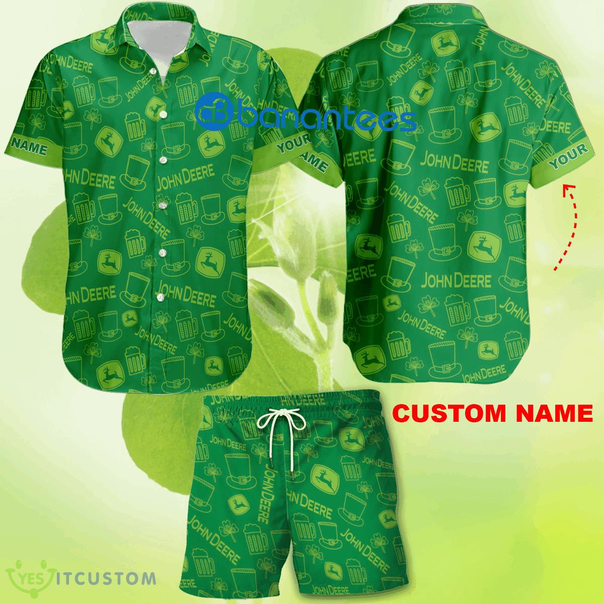 Custom Name John Deere Combo Hawaiian Shirt And Short Green St.Patrick Day 2 Custom Name John Deere Combo Hawaiian Shirt And Short Green St.Patrick Day - Custom Name John Deere Combo Hawaiian Shirt And Short Green St.Patrick Day