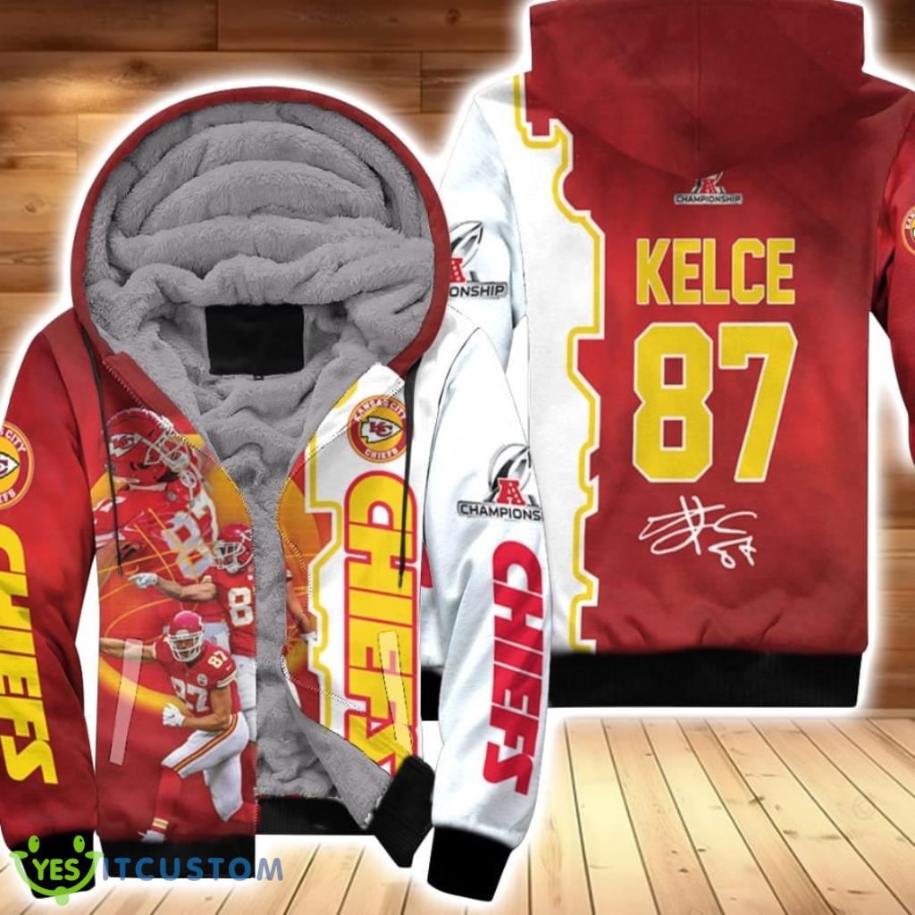 Kansas City Chiefs Travis Kelce 87 Afc Championship Red Jersey Style Gift For Chiefs Fans Kelce Fans Fleece Hoodie 3D All Over Print 6 Kansas City Chiefs Travis Kelce 87 Afc Championship Red Jersey Style Gift For Chiefs Fans Kelce Fans Fleece Hoodie 3D All Over Print Product Photo 1