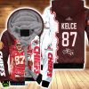 Kansas City Chiefs Travis Kelce 87 NFL Team Afc Championship Red Jersey Style Gift For Chiefs Fans Kelce Fans Fleece Hoodie 3D All Over Print Product Photo 1