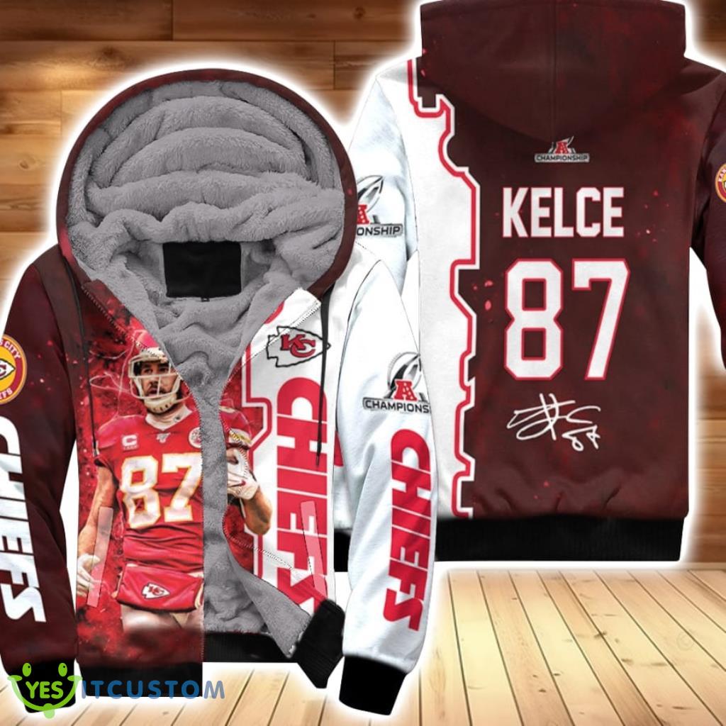 Kansas City Chiefs Travis Kelce 87 NFL Team Afc Championship Red Jersey Style Gift For Chiefs Fans Kelce Fans Fleece Hoodie 3D All Over Print 6 Kansas City Chiefs Travis Kelce 87 NFL Team Afc Championship Red Jersey Style Gift For Chiefs Fans Kelce Fans Fleece Hoodie 3D All Over Print Product Photo 1