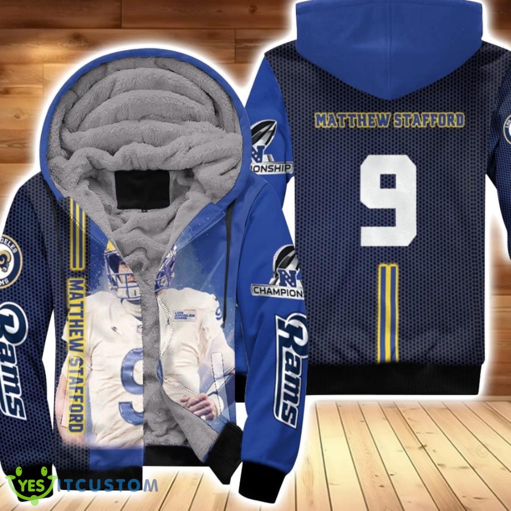 Los Angeles Rams Matthew Stafford 9 Nfc Championship Dark Blue Jersey Style Gift For Rams Fans Matthew Stafford Fans Fleece Hoodie 3D All Over Print 6 Los Angeles Rams Matthew Stafford 9 Nfc Championship Dark Blue Jersey Style Gift For Rams Fans Matthew Stafford Fans Fleece Hoodie 3D All Over Print Product Photo 1