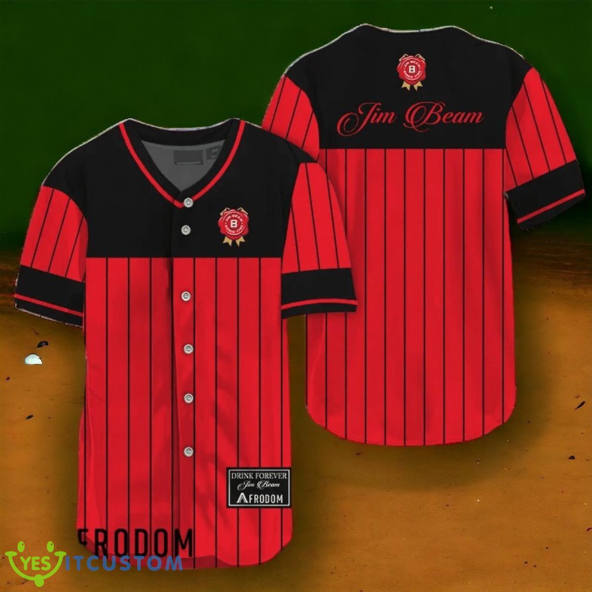 Sleek Black Vertical Striped Jim Beam Baseball Jersey 3 Sleek Black Vertical Striped Jim Beam Baseball Jersey Product Photo 1
