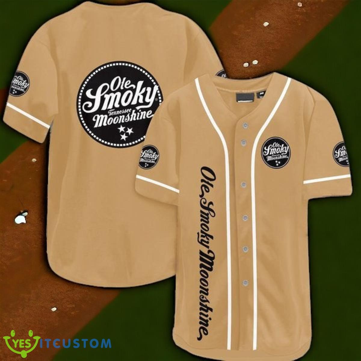 Tan Ole Smoky Moonshine Baseball Jersey 3 Tan Ole Smoky Moonshine Baseball Jersey Product Photo 1