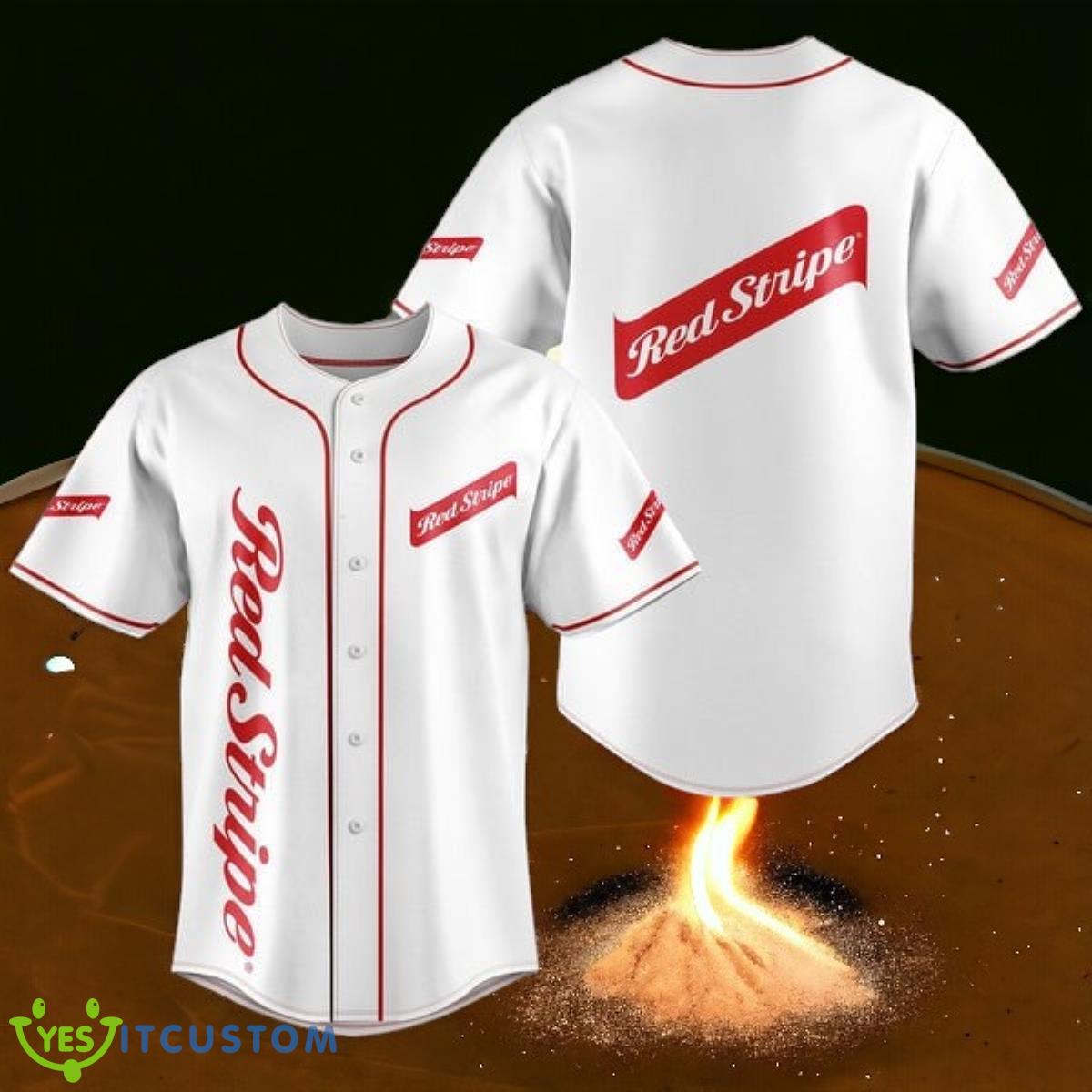 Unisex White Red Stripe Baseball Jersey 3 Unisex White Red Stripe Baseball Jersey Product Photo 1