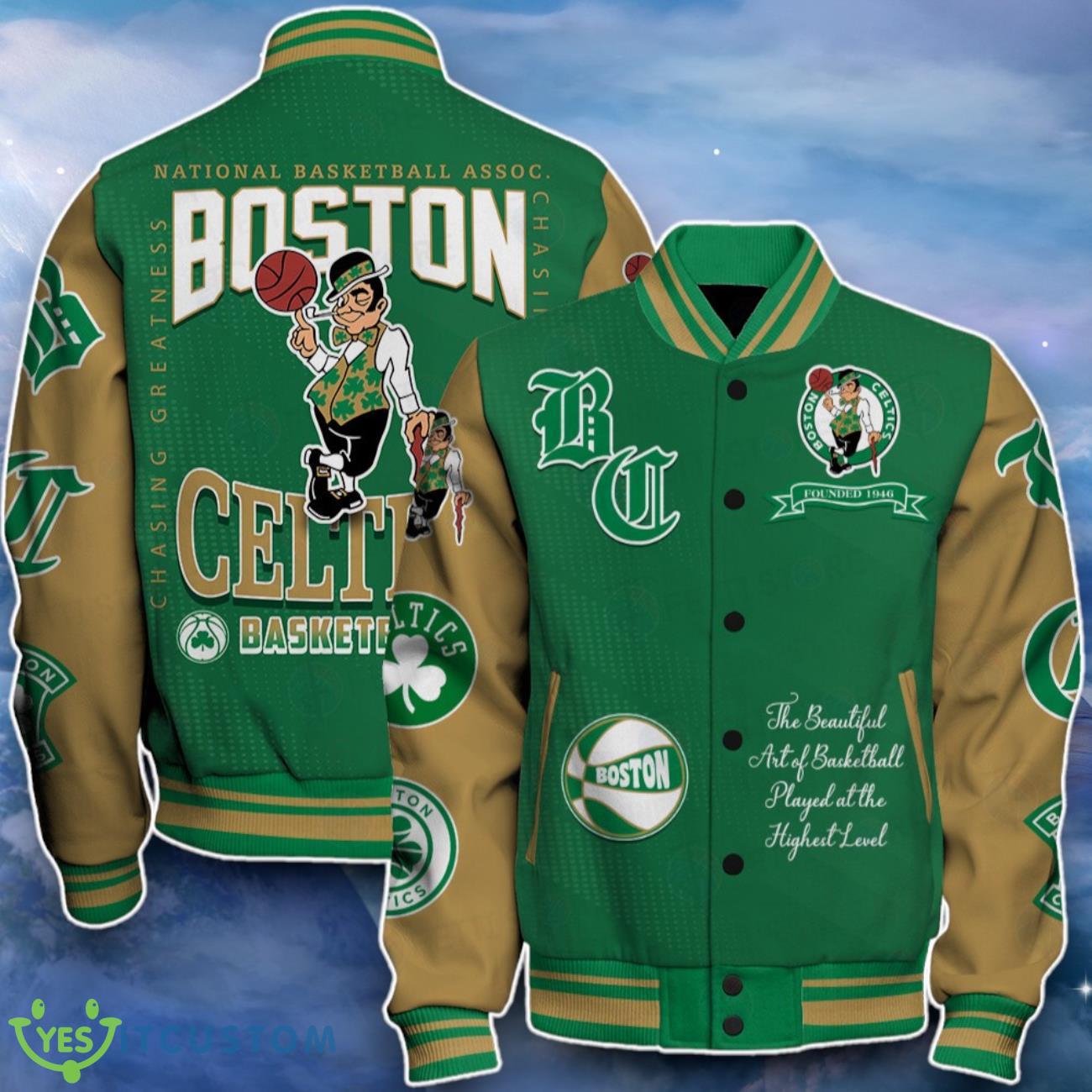 Boston Celtics Baseball Jacket Perfect Choice For Fans 7 Boston Celtics Baseball Jacket Perfect Choice For Fans Product Photo 1