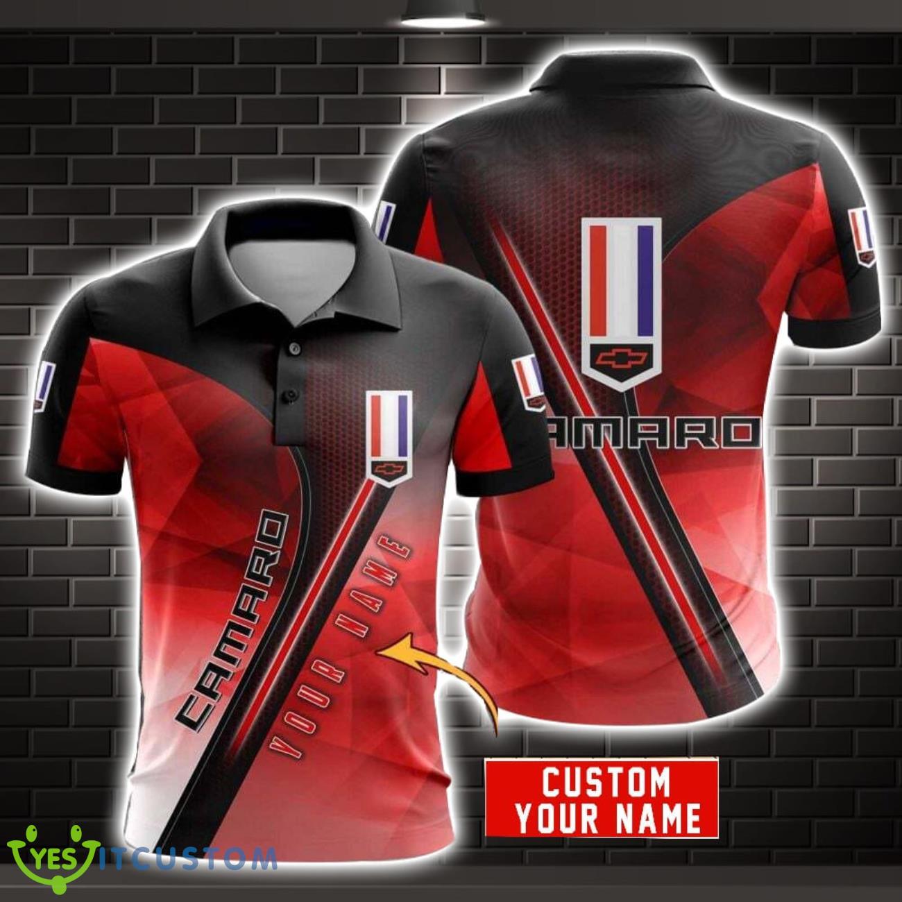 Chevrolet Camaro AOP Polo Shirt Gift For Men Custom Name 3 Chevrolet Camaro AOP Polo Shirt Gift For Men Custom Name Product Photo 1