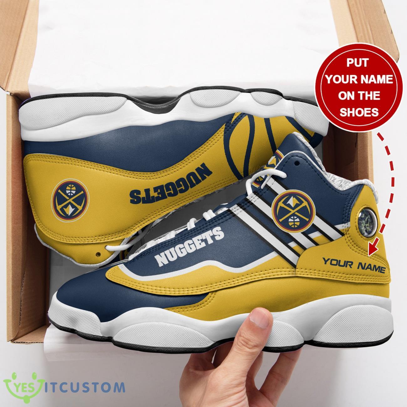 Denver Nuggets Custom Name Air Jordan 13 Sneakers Big Fans 3 Denver Nuggets Custom Name Air Jordan 13 Sneakers Big Fans Product Photo 1