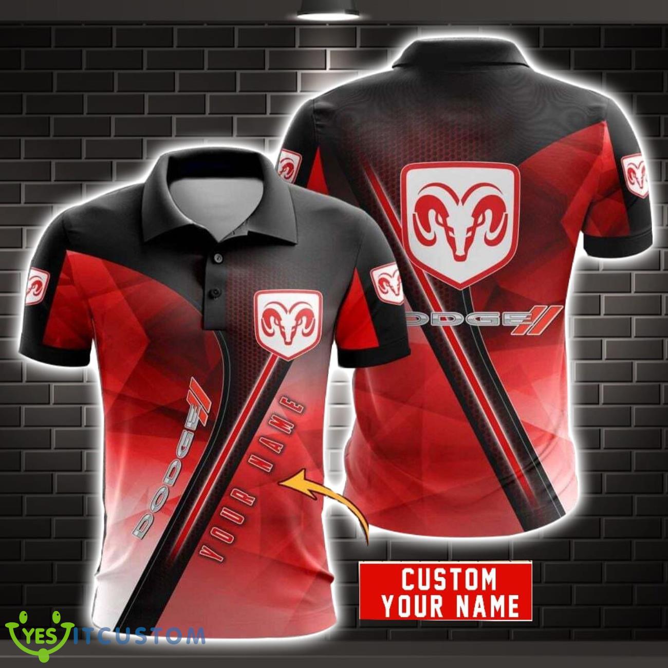 Dodge AOP Polo Shirt Gift For Men Custom Name 3 Dodge AOP Polo Shirt Gift For Men Custom Name Product Photo 1