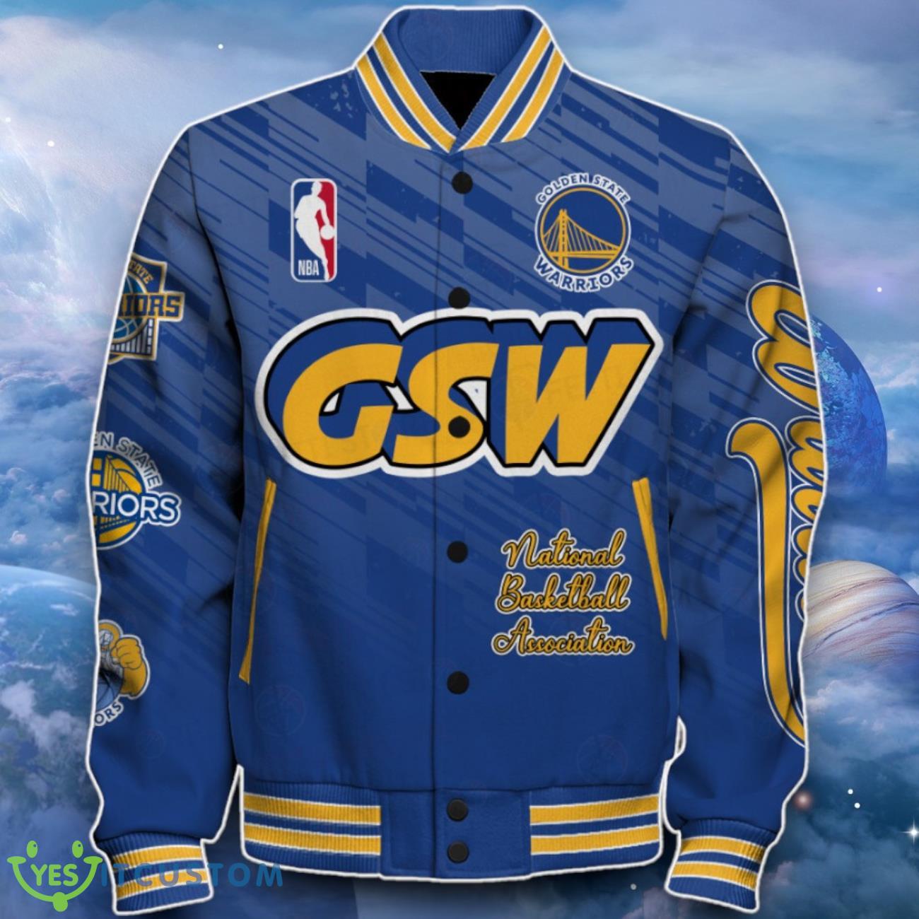 Golden State Warriors Baseball Jacket Distinctive Design For Fans 8 Golden State Warriors Baseball Jacket Distinctive Design For Fans Product Photo 2