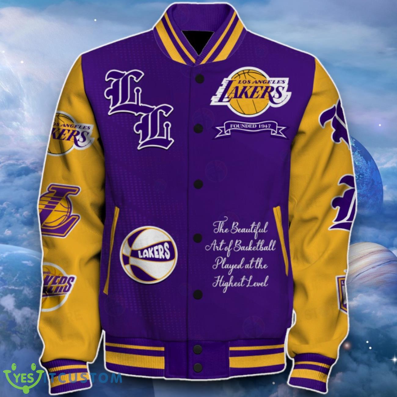 Los Angeles Lakers Baseball Jacket Perfect Choice For Fans 8 Los Angeles Lakers Baseball Jacket Perfect Choice For Fans Product Photo 2