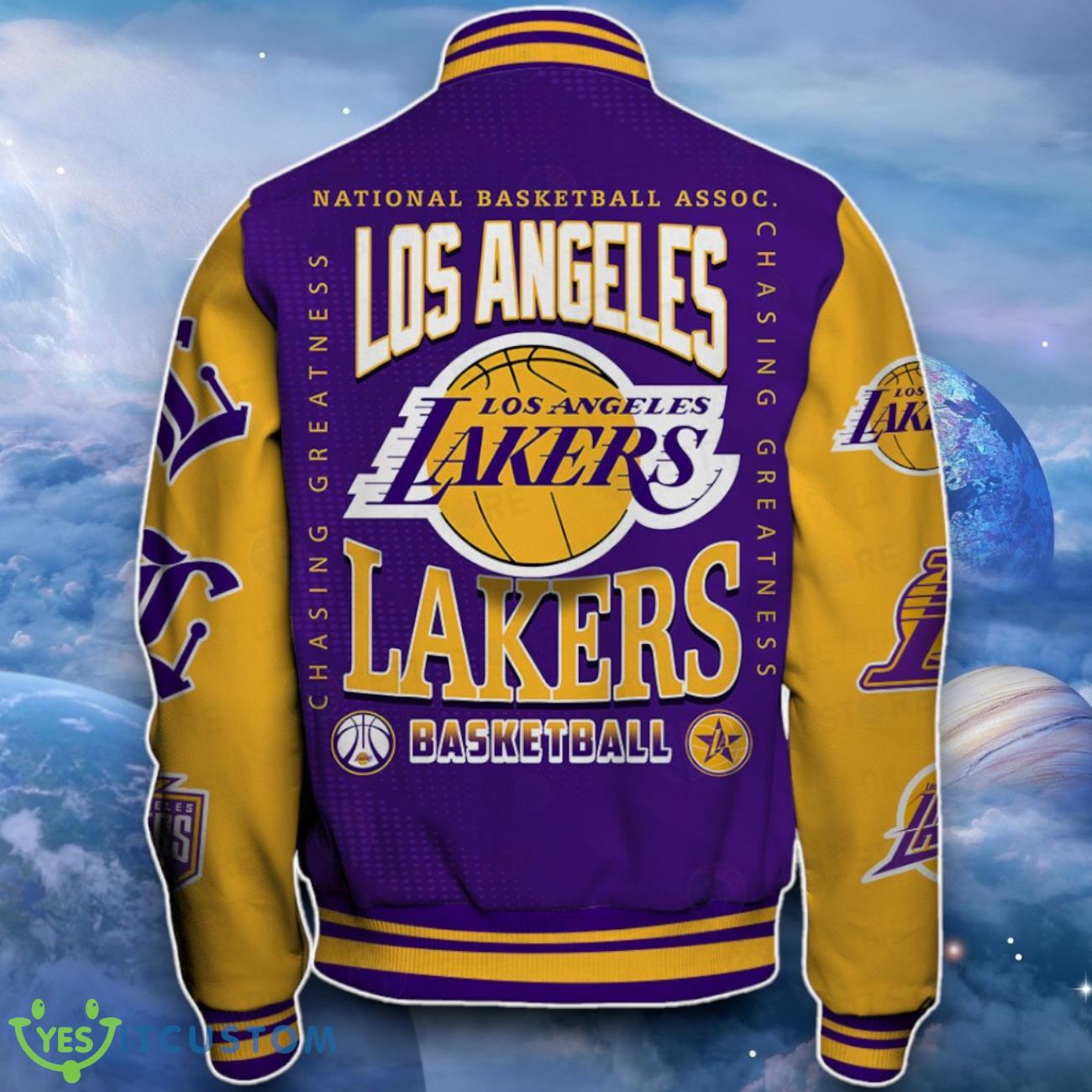 Los Angeles Lakers Baseball Jacket Perfect Choice For Fans 3 Los Angeles Lakers Baseball Jacket Perfect Choice For Fans Product Photo 3