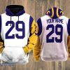 Los Angeles Rams Teams 3D Hoodie Style Gift Custom Name And Number Product Photo 1