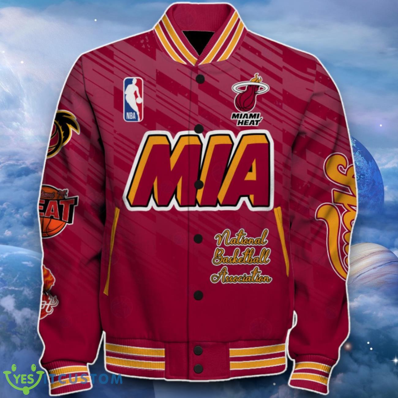 Miami Heat Baseball Jacket Distinctive Design For Fans 8 Miami Heat Baseball Jacket Distinctive Design For Fans Product Photo 2