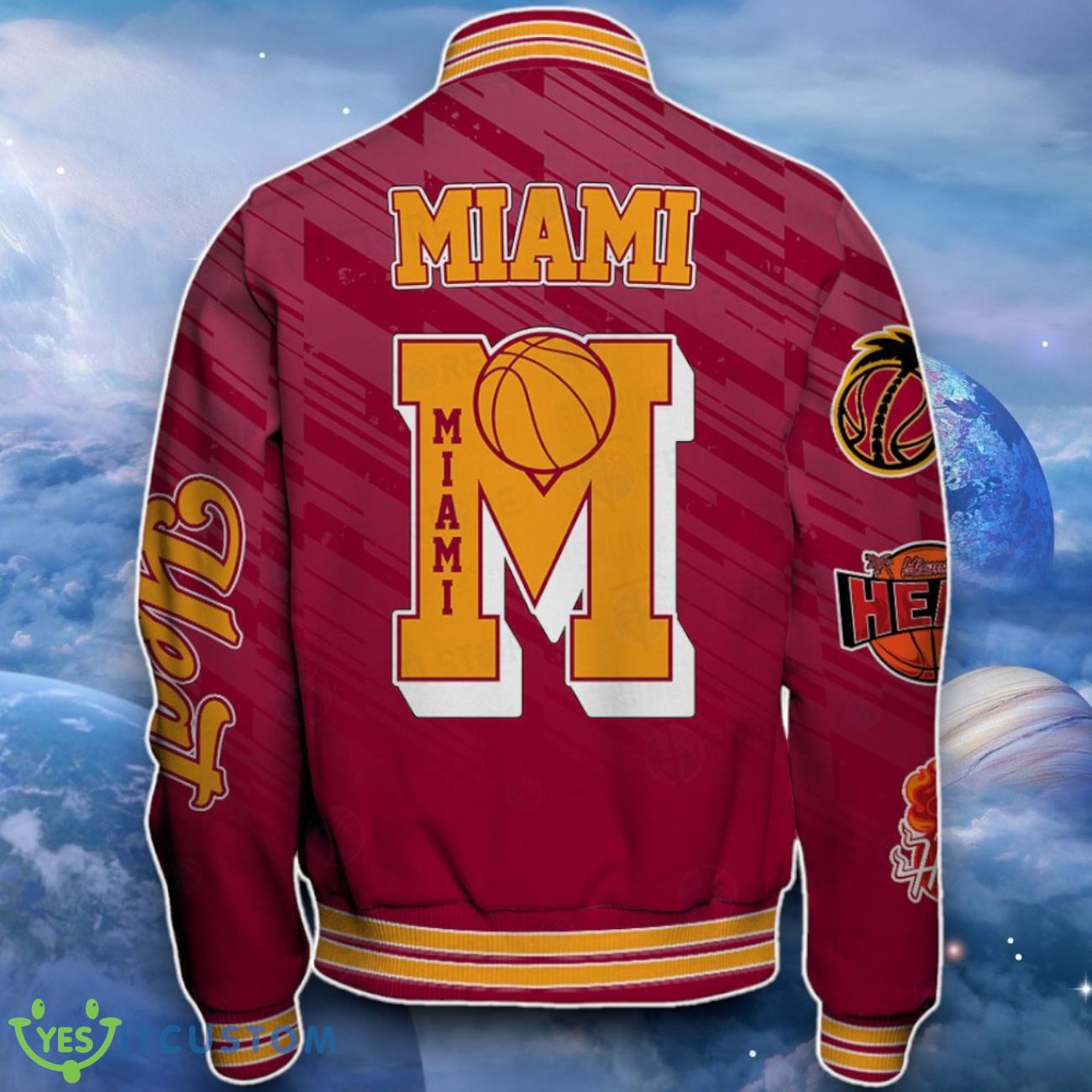 Miami Heat Baseball Jacket Distinctive Design For Fans 3 Miami Heat Baseball Jacket Distinctive Design For Fans Product Photo 3