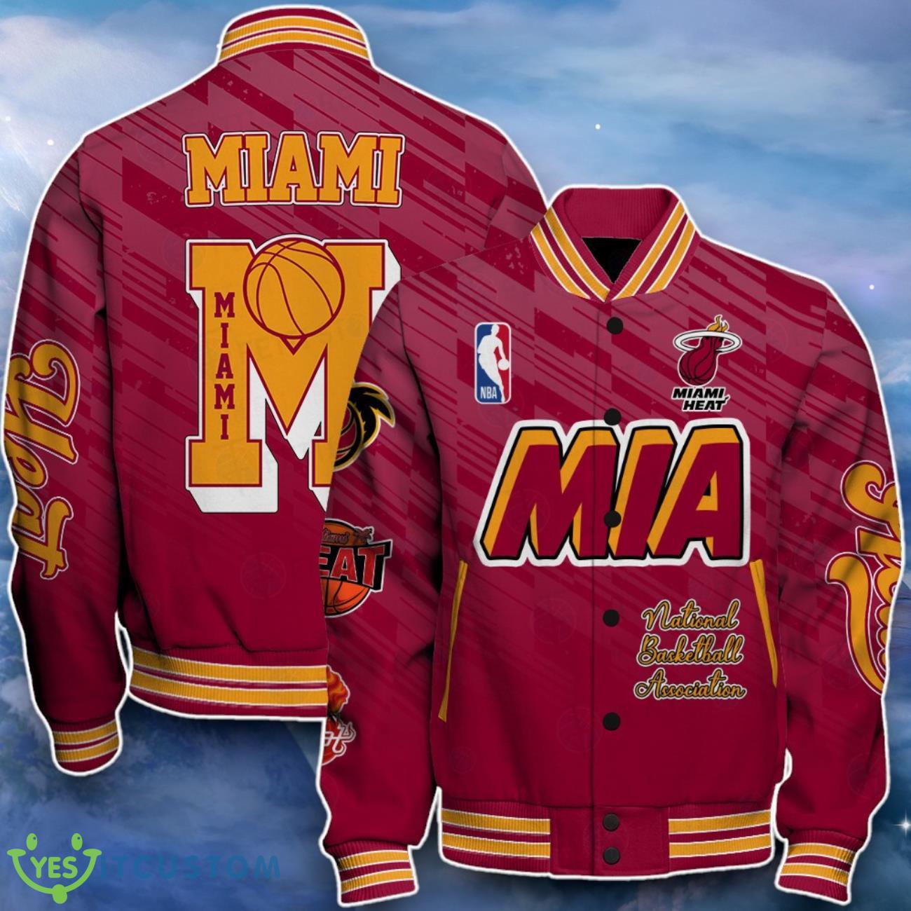 Miami Heat Baseball Jacket Distinctive Design For Fans 7 Miami Heat Baseball Jacket Distinctive Design For Fans Product Photo 1