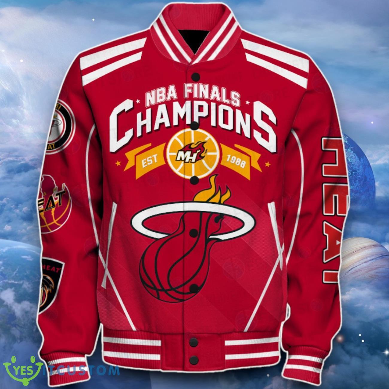 Miami Heat Baseball Jacket Great Design For Fans 8 Miami Heat Baseball Jacket Great Design For Fans Product Photo 2