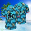 Miami Marlins MLB Leave Pattern All Over Printed 3D Hawaiian Shirt Product Photo 1