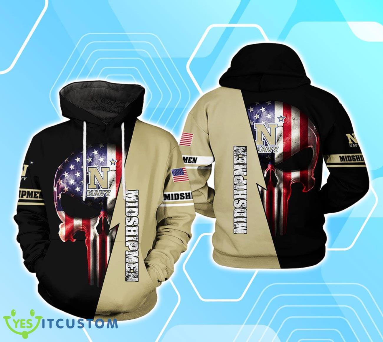 Navy Midshipmen NCAA US Flag Skull 3D Hoodie For Men Women 2 Navy Midshipmen NCAA US Flag Skull 3D Hoodie For Men Women Product Photo 1
