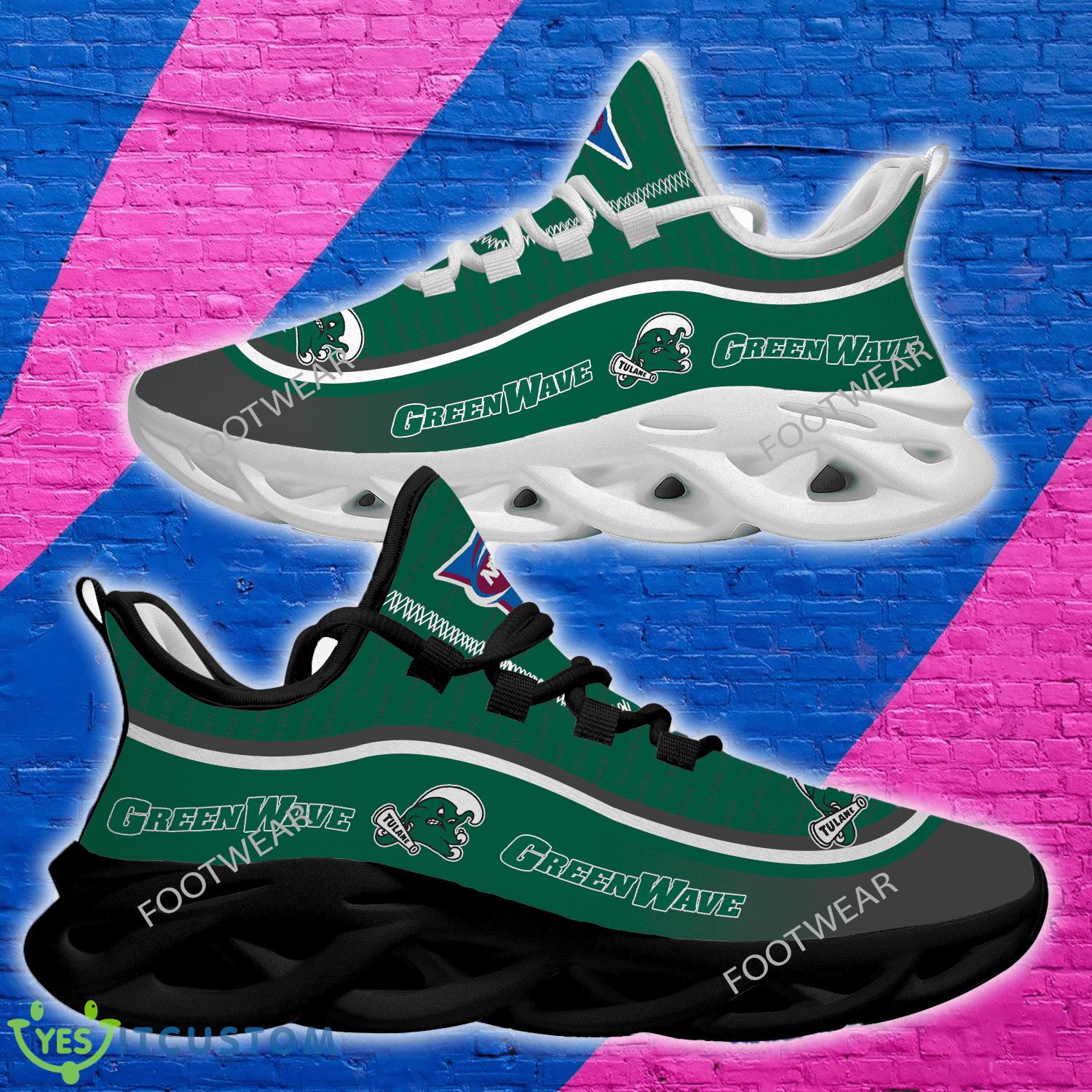 NCAA Tulane Green Wave Logo New Text Max Soul Shoes Versatile Chunky Sneaker 3 NCAA Tulane Green Wave Logo New Text Max Soul Shoes Versatile Chunky Sneaker - NCAA Tulane Green Wave Logo New Text Max Soul Shoes Versatile Chunky Sneaker