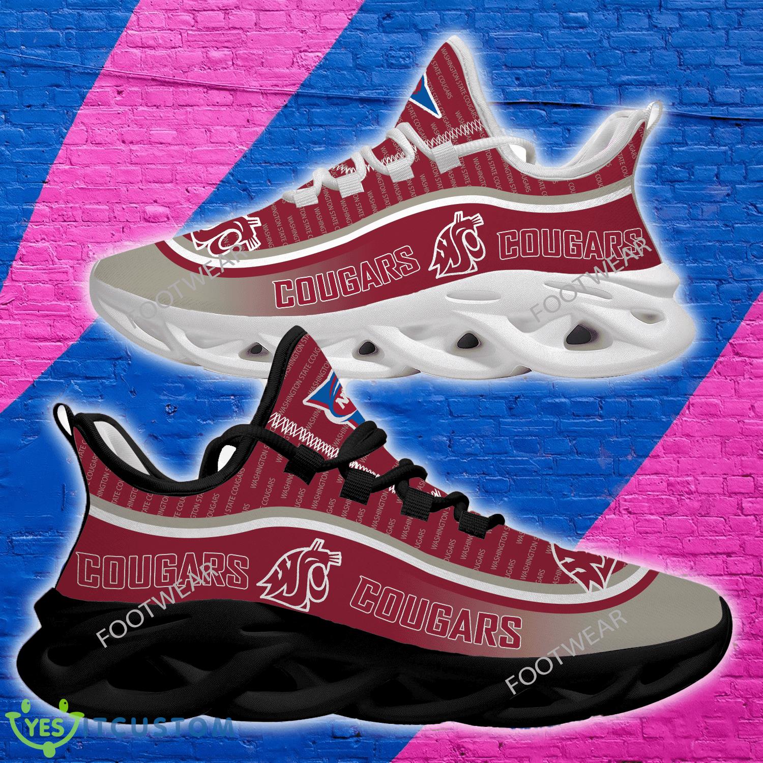 NCAA Washington State Cougars Logo New Text Max Soul Shoes Elegance Chunky Sneaker 3 NCAA Washington State Cougars Logo New Text Max Soul Shoes Elegance Chunky Sneaker - NCAA Washington State Cougars Logo New Text Max Soul Shoes Elegance Chunky Sneaker