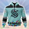 Personalized NHL Seattle Kraken Personalized Unisex Kits Hockey Fights Against Autism Hoodie 3D All Over Print Classic Style Best Gift Product Photo 1