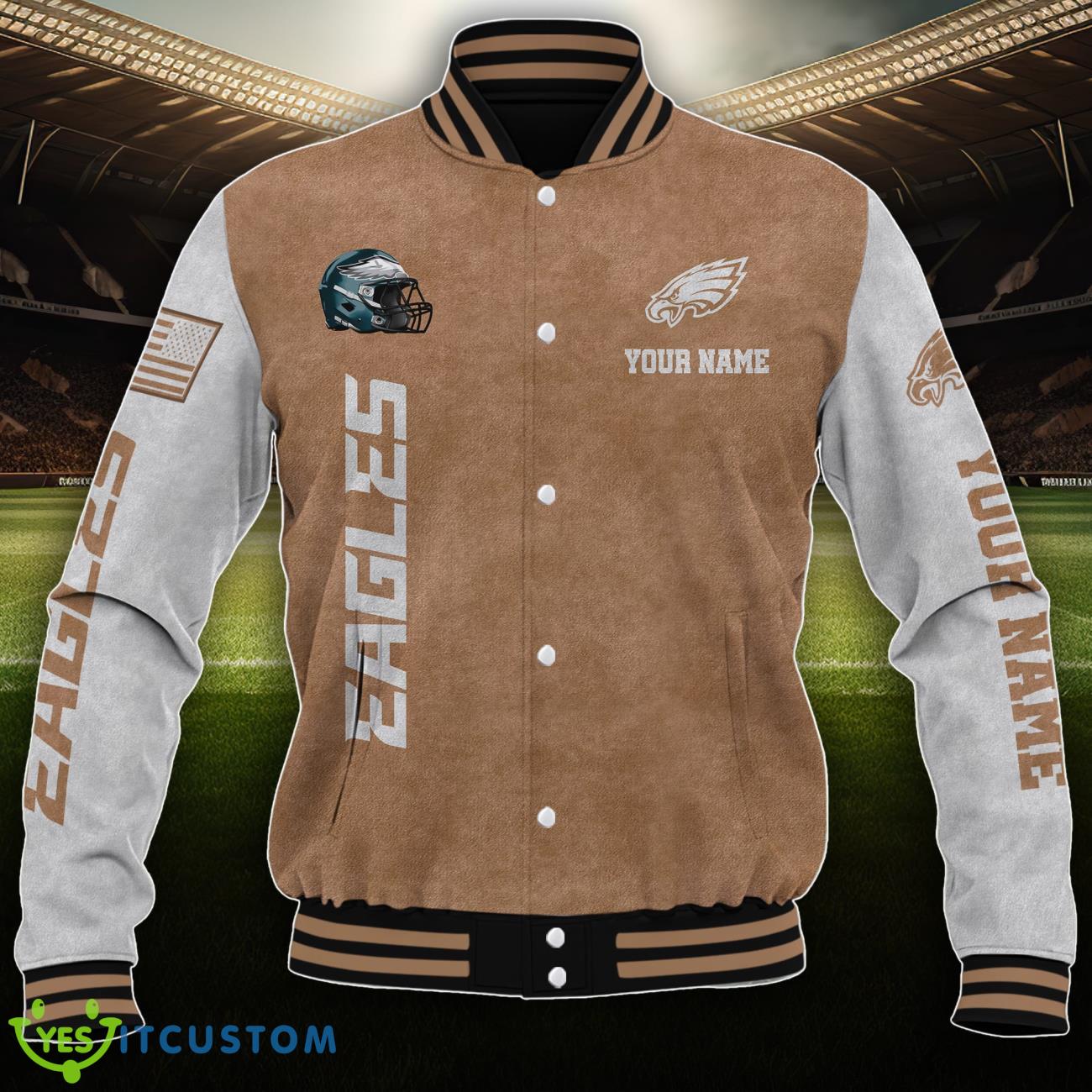 Philadelphia Eagles NFL Custom Name Baseball Jacket Dynamic Style For Fans 8 Philadelphia Eagles NFL Custom Name Baseball Jacket Dynamic Style For Fans Product Photo 2
