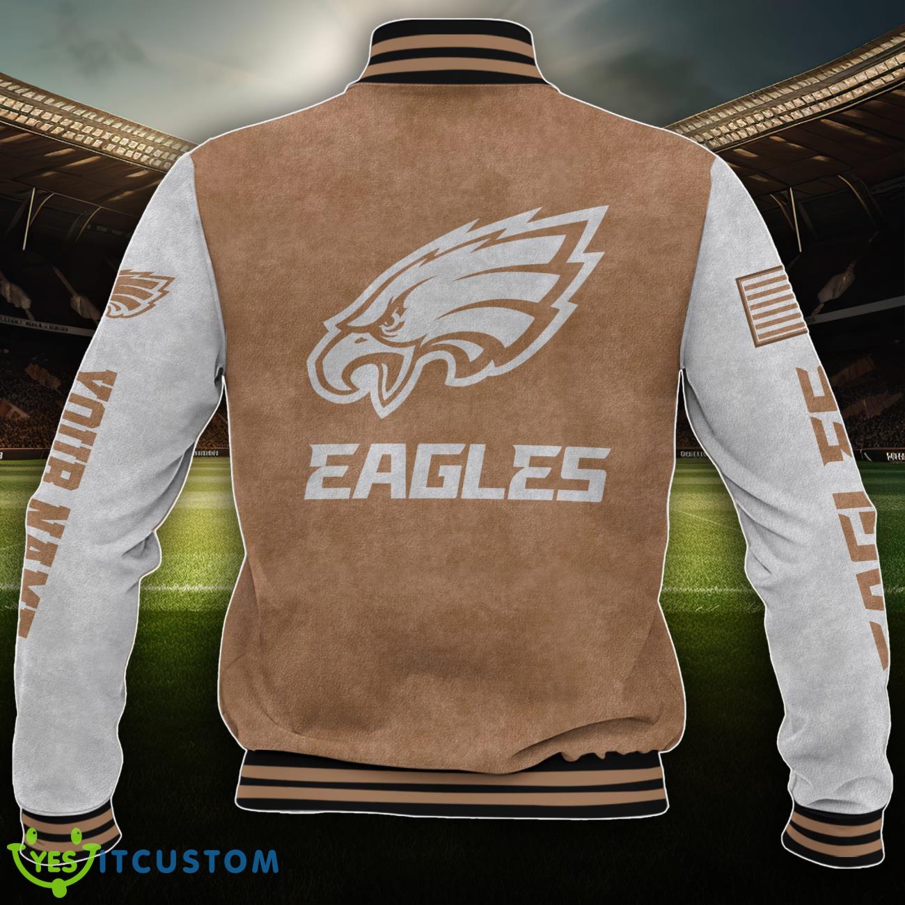 Philadelphia Eagles NFL Custom Name Baseball Jacket Dynamic Style For Fans 3 Philadelphia Eagles NFL Custom Name Baseball Jacket Dynamic Style For Fans Product Photo 3