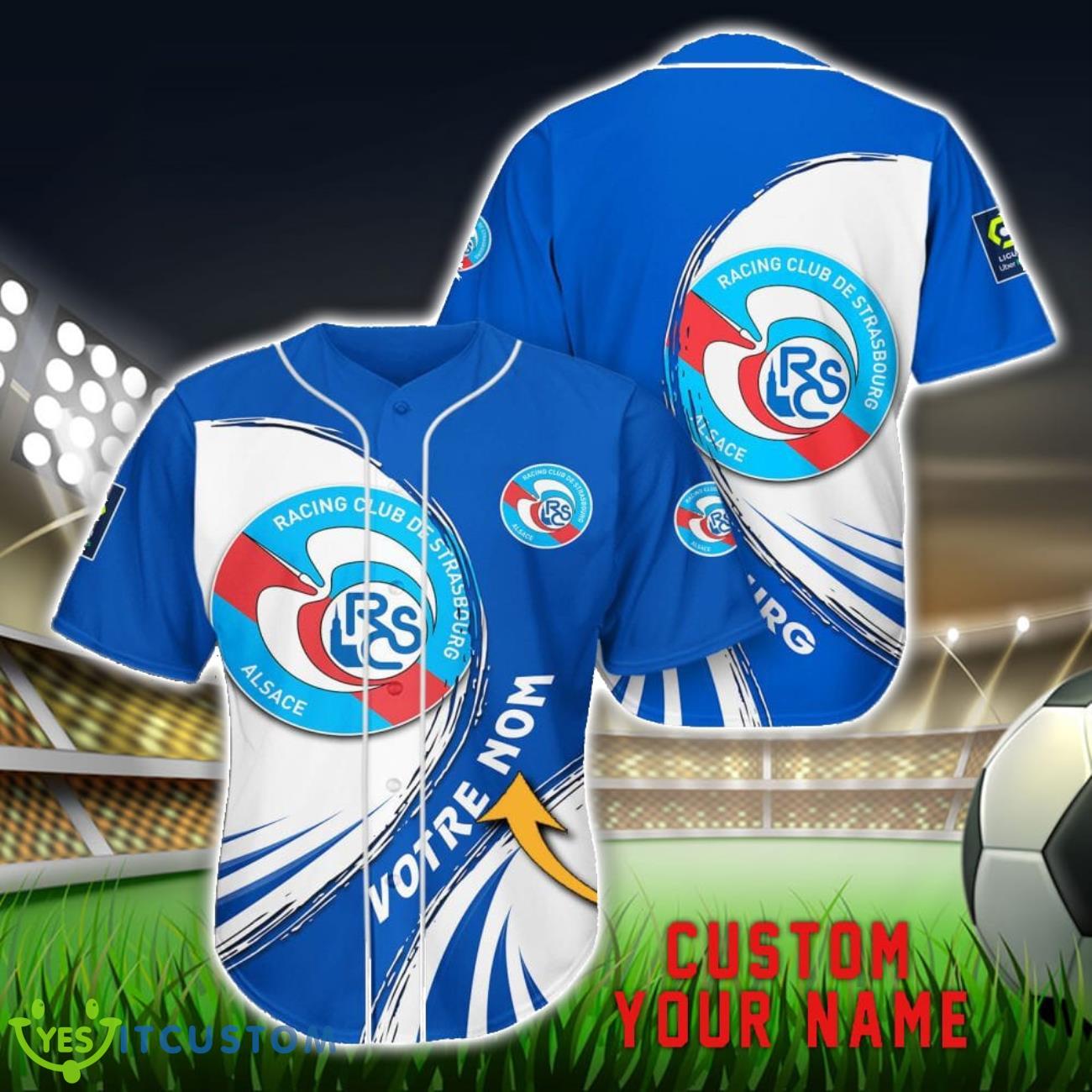 RC Strasbourg Alsace 3D Baseball Jersey Shirt Personalized Name 3 RC Strasbourg Alsace 3D Baseball Jersey Shirt Personalized Name Product Photo 1