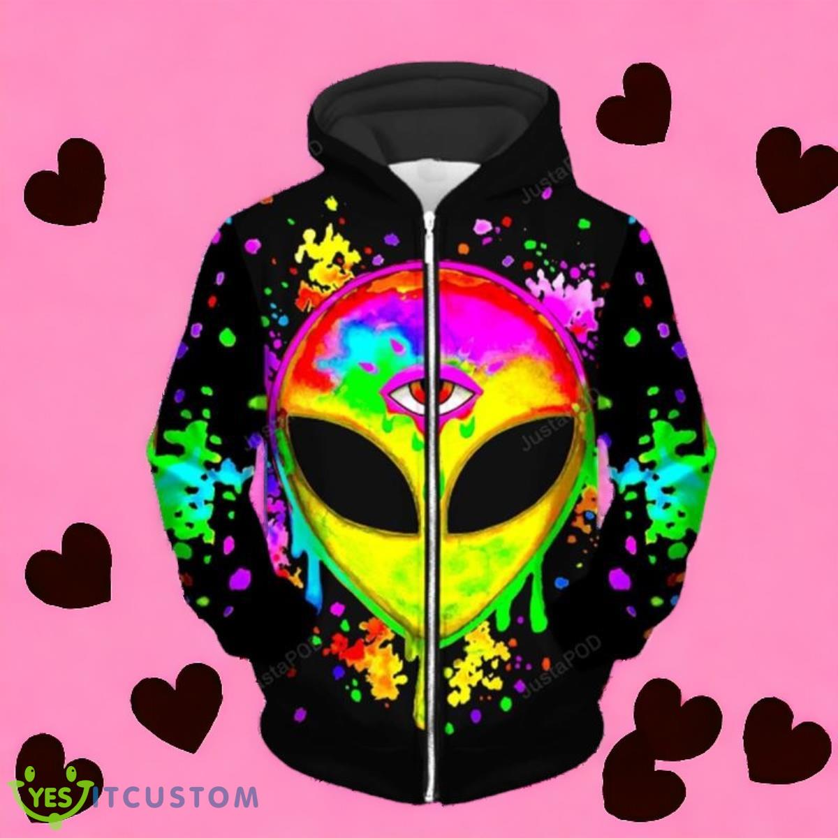 Splatter Alien Yellow Up 3D Hoodie Impressive Gift For Men And Women 2 Splatter Alien Yellow Up 3D Hoodie Impressive Gift For Men And Women Product Photo 1