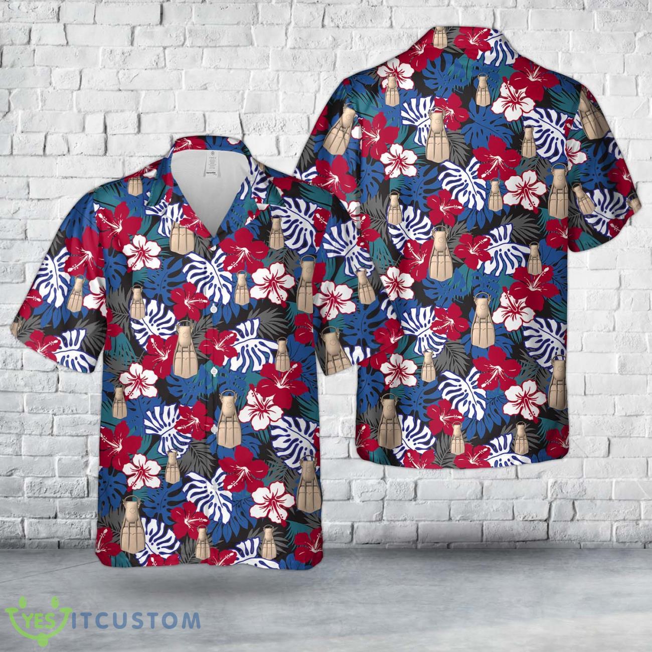 US Navy Diver Fin 3D Printing Hawaiian Shirt 2 US Navy Diver Fin 3D Printing Hawaiian Shirt Product Photo 1