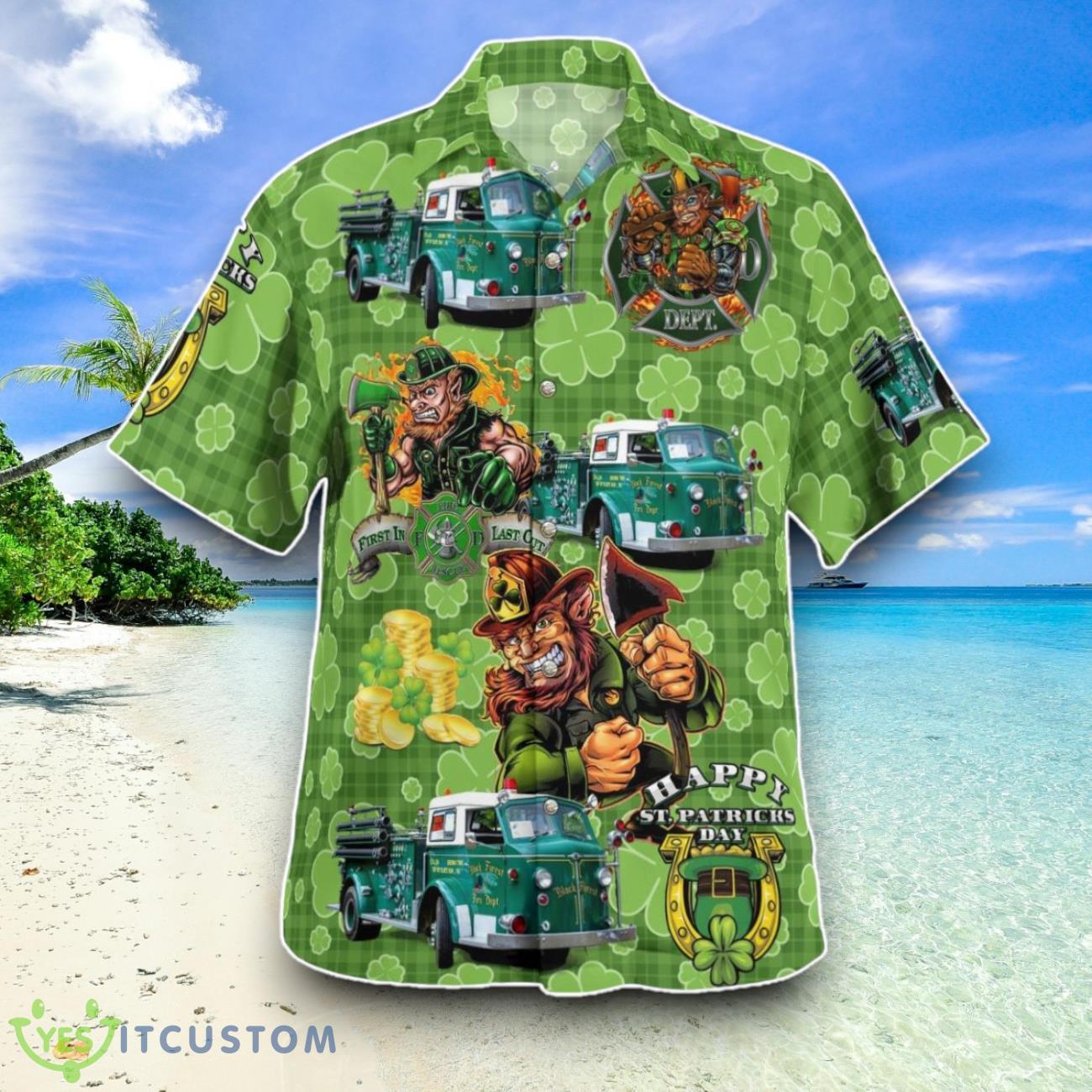 1954 American LaFrance 700 Series Pumper Fire Engine St Patrick's Day Hawaiian Shirt Special Edition Aloha Shirt 2 1954 american lafrance 700 series pumper fire engine st patricks day hawaiian shirt special edition aloha shirt